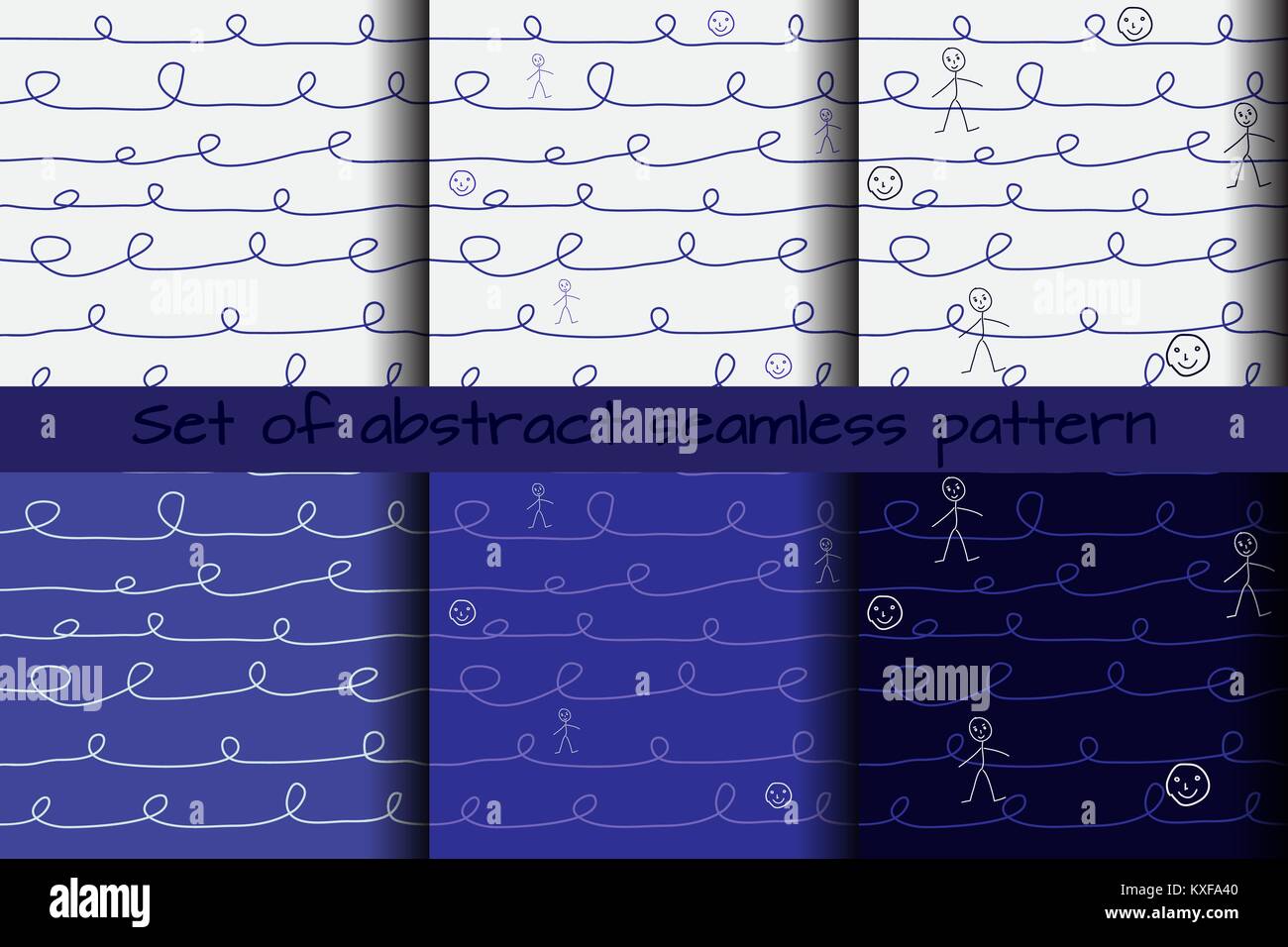 set of abstract seamless patterns of curves and primitive Stock Vector ...