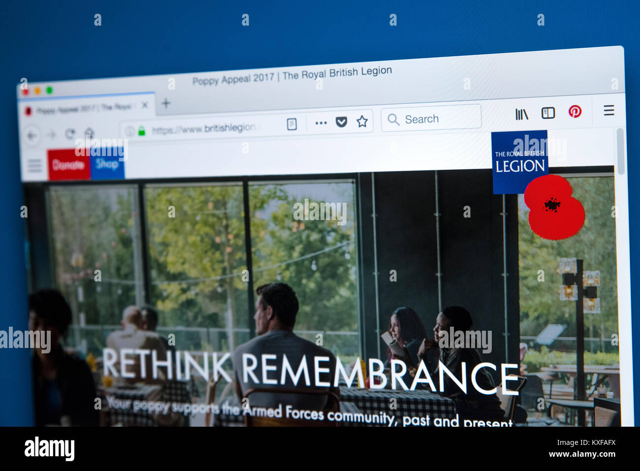 LONDON, UK - JANUARY 4TH 2018: The homepage of the official website for The Royal British Legion - the UK charity providing support to members and vet Stock Photo