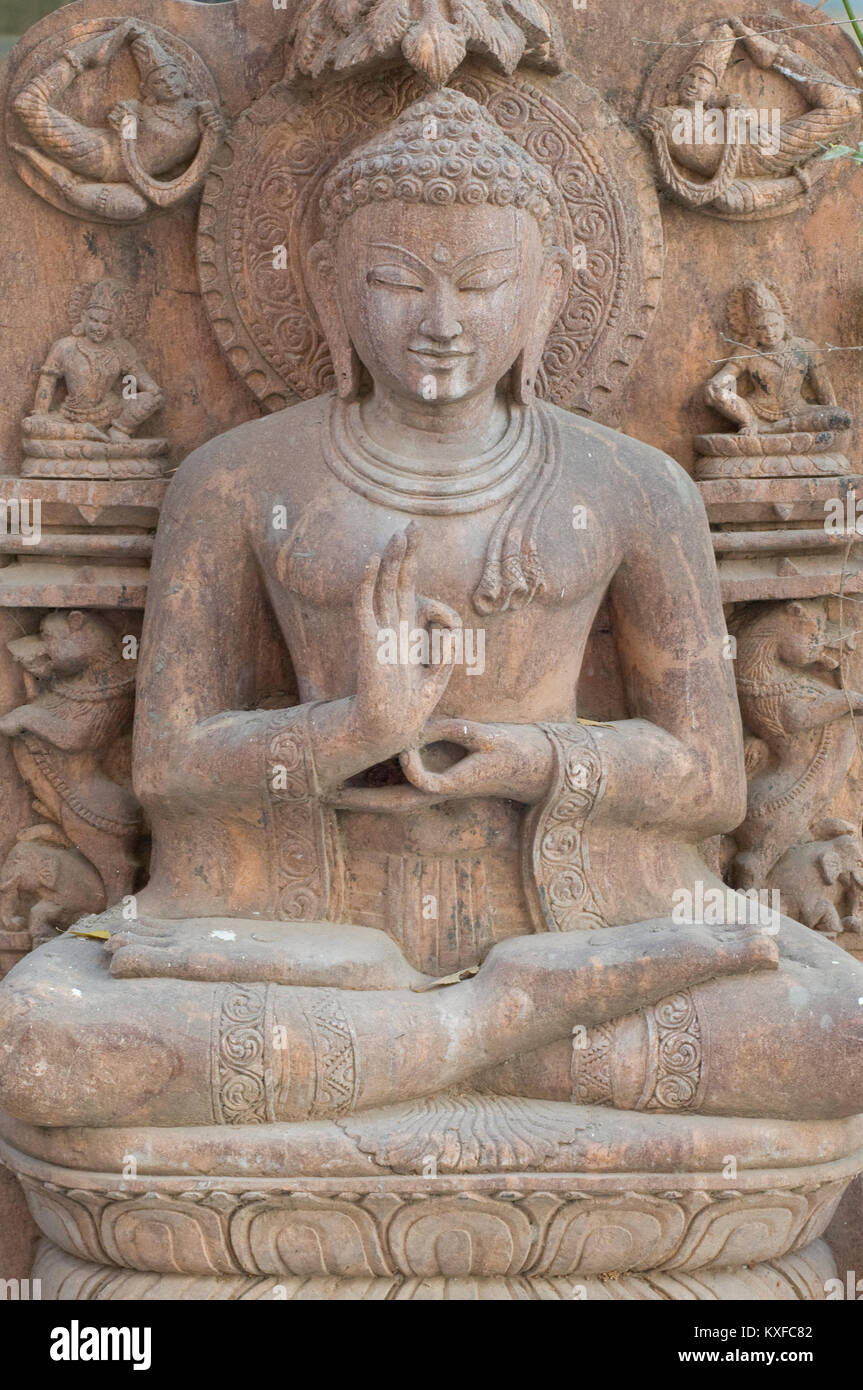 Stone Buddha statue in prayer blessing posture Stock Photo Alamy