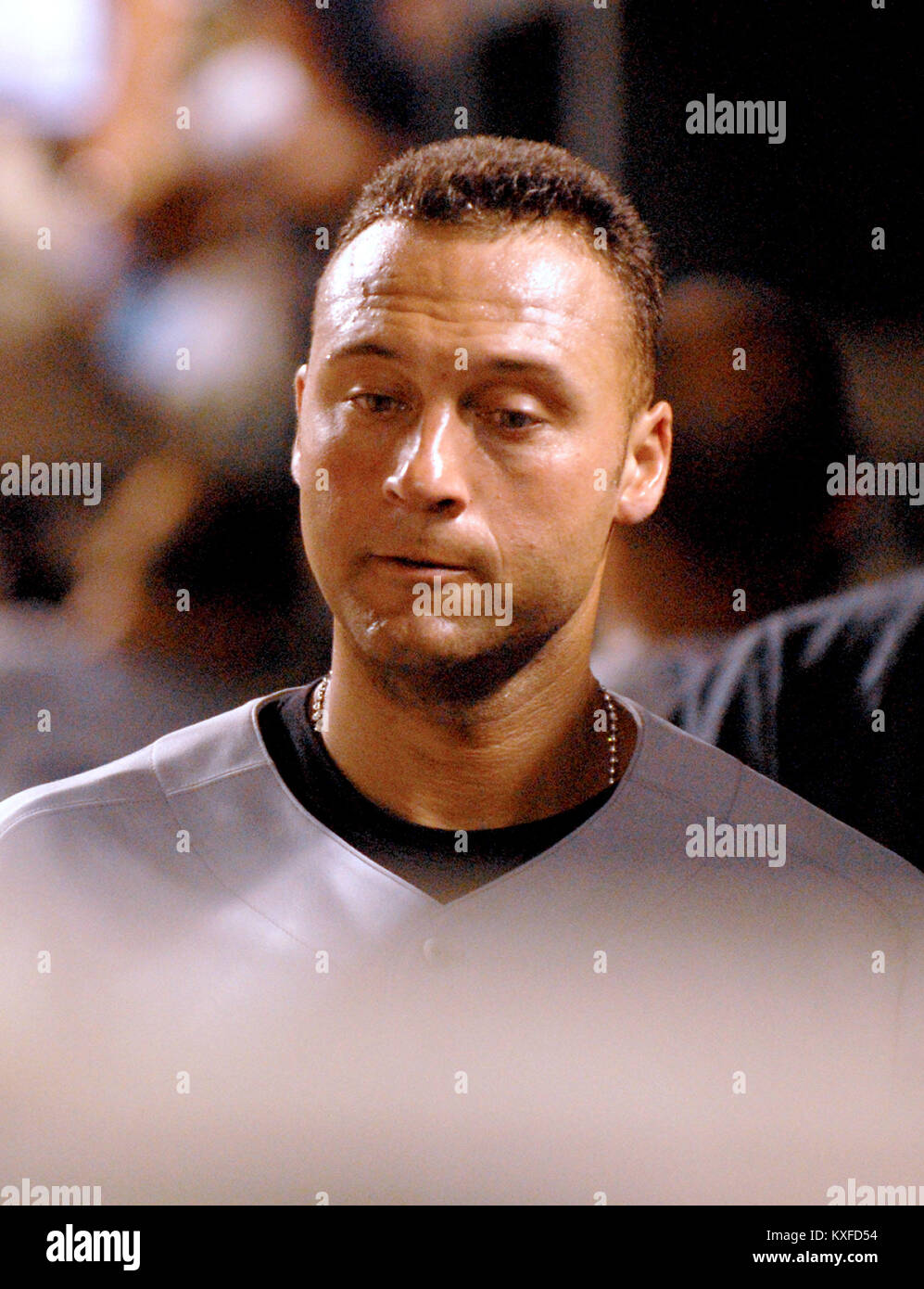 Baltimore, MD - June 27, 2007 -- New York Yankee shortstop Derek Jeter (2) walks through the dugout following his team's 4 - 0 loss to the Baltimore Orioles at Oriole Park at Camden Yards in Baltimore, MD on Wednesday, June 27, 2007.  .Credit: Ron Sachs / CNP./MediaPunch (RESTRICTION: NO New York or New Jersey Newspapers or newspapers within a 75 mile radius of New York City) Stock Photo