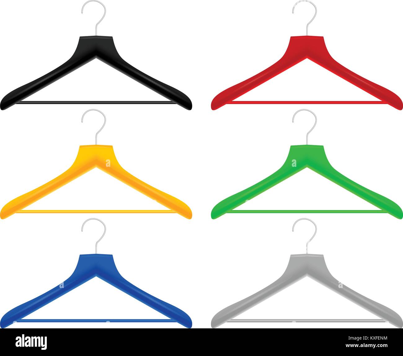 Plastic color hangers on a white background. Stock Vector