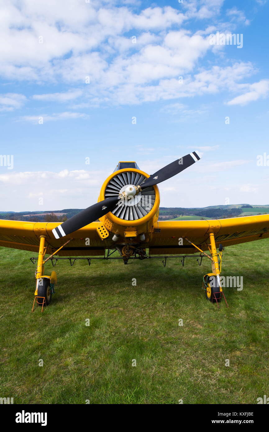 Zlin Z-37 Cmelak Czech agricultural airplane used as crop duster Stock Photo