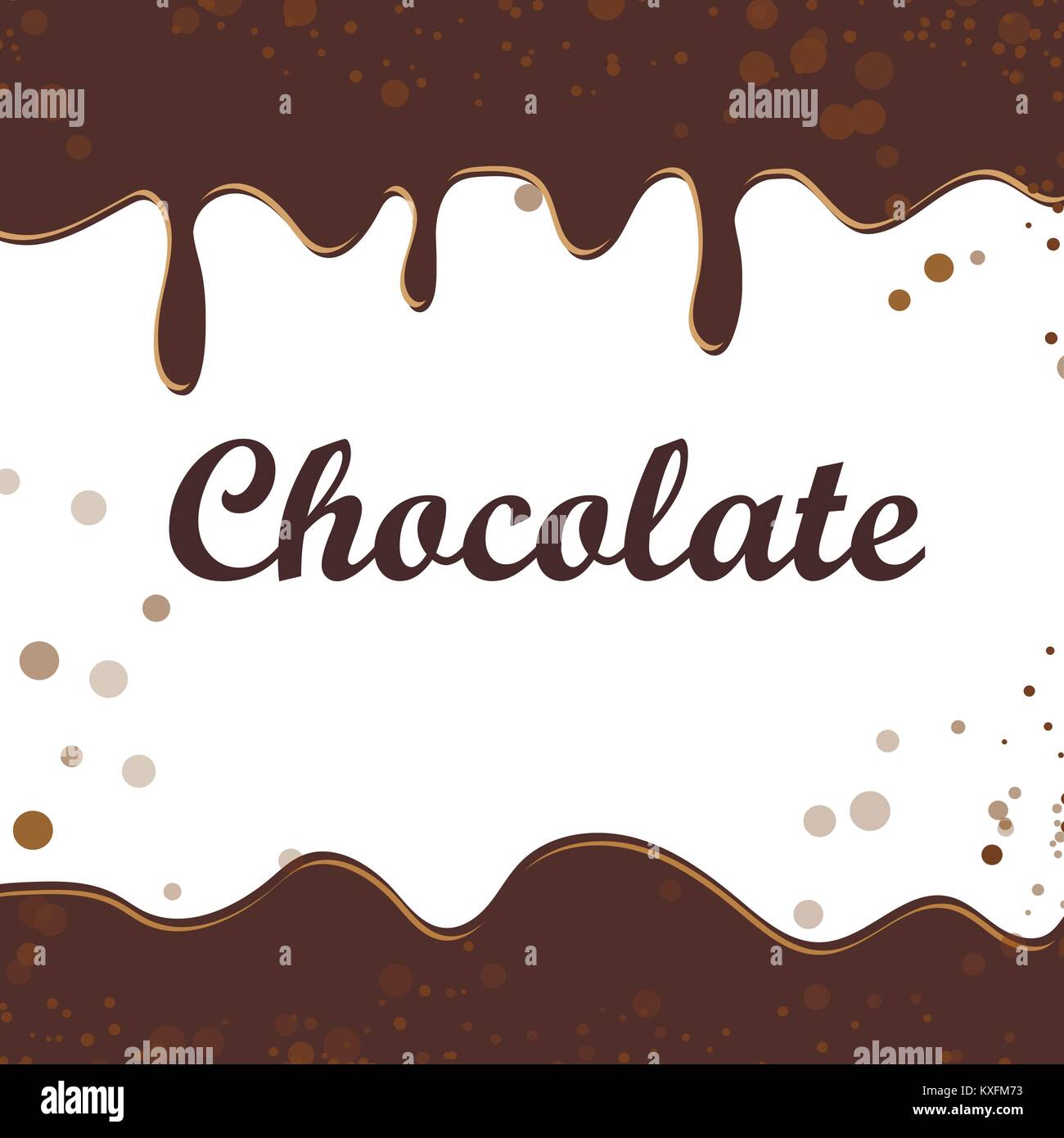 Cocoa dressing on white background. Melted chocolate syrup leaking. Stock Vector