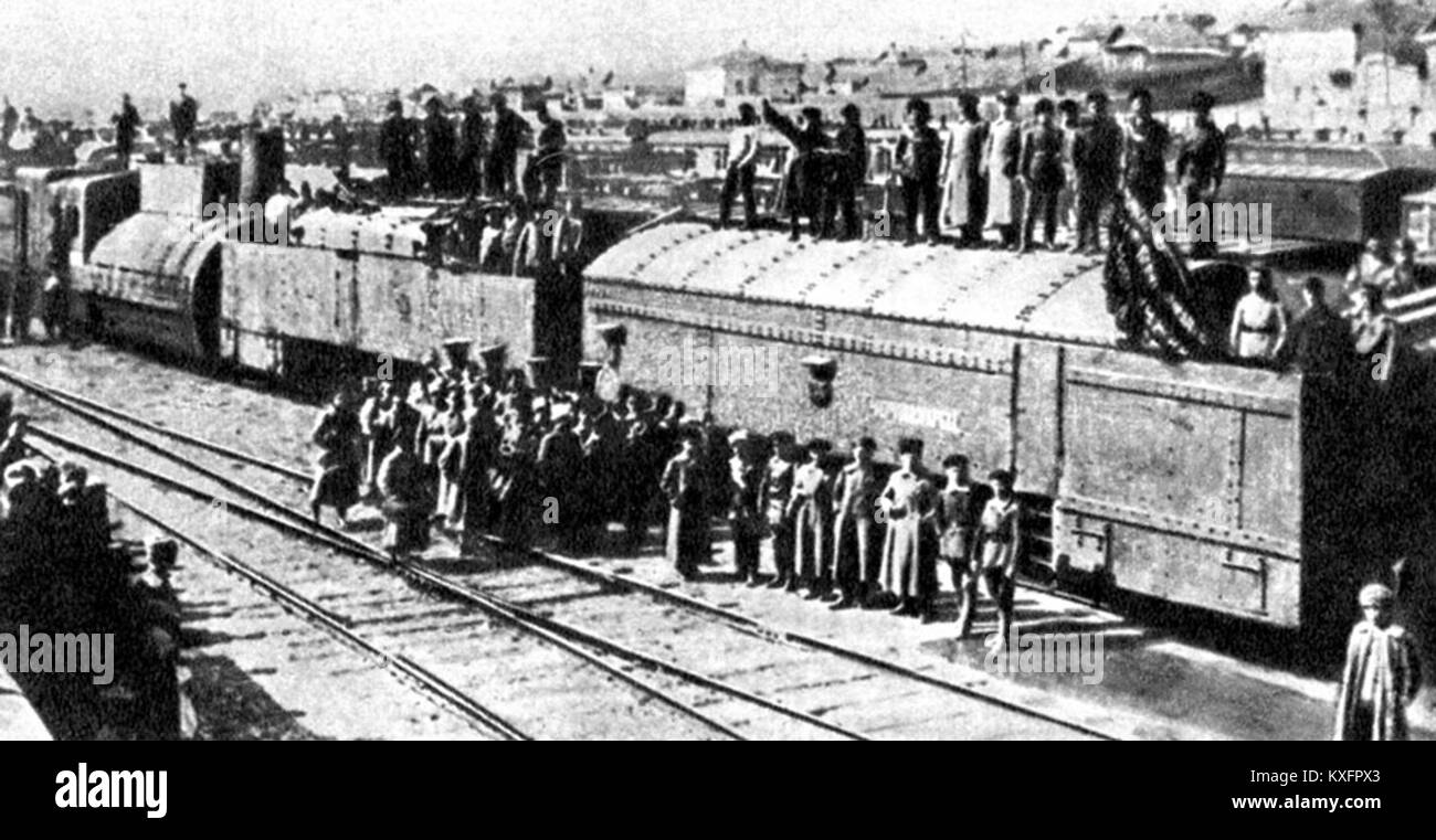 The armored train 'Turtle' (Черепаха) used in military operations ...