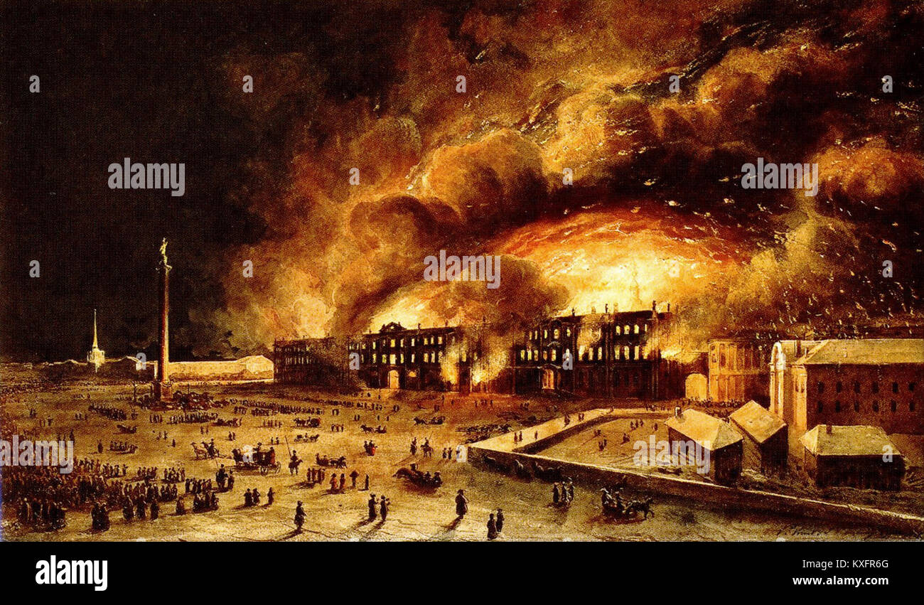 A painting by Horace Vernet depicting the Fire in the Winter