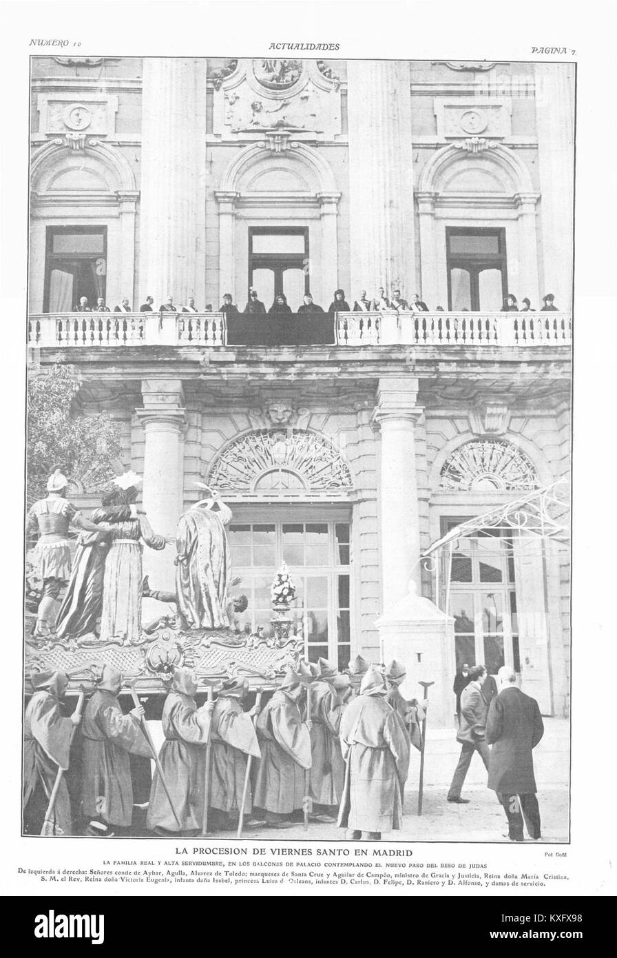 1908-04-23, Actualidades, La procesión de Viernes Santo en Madrid, Goñi Stock Photo