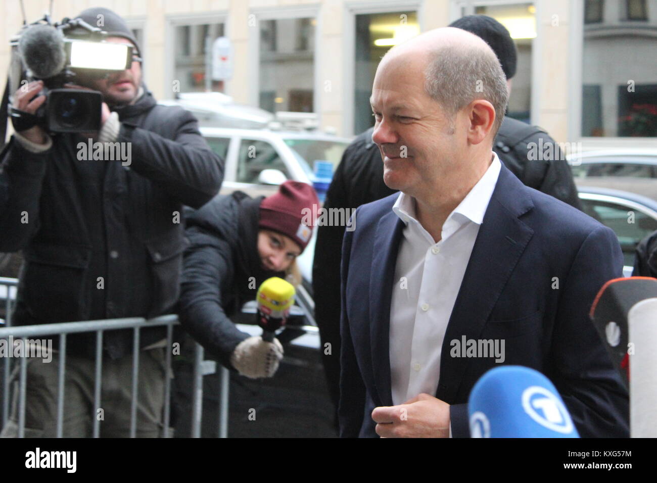 Berlin, Germany. January 9th, 2018. Pictures of the “Exploratory talk” (Sondierungsgespräch), Featuring: Olaf Scholz, Where: Berlin /Germany, “Credit: Tahsin Ocak/Alamy Live News Stock Photo