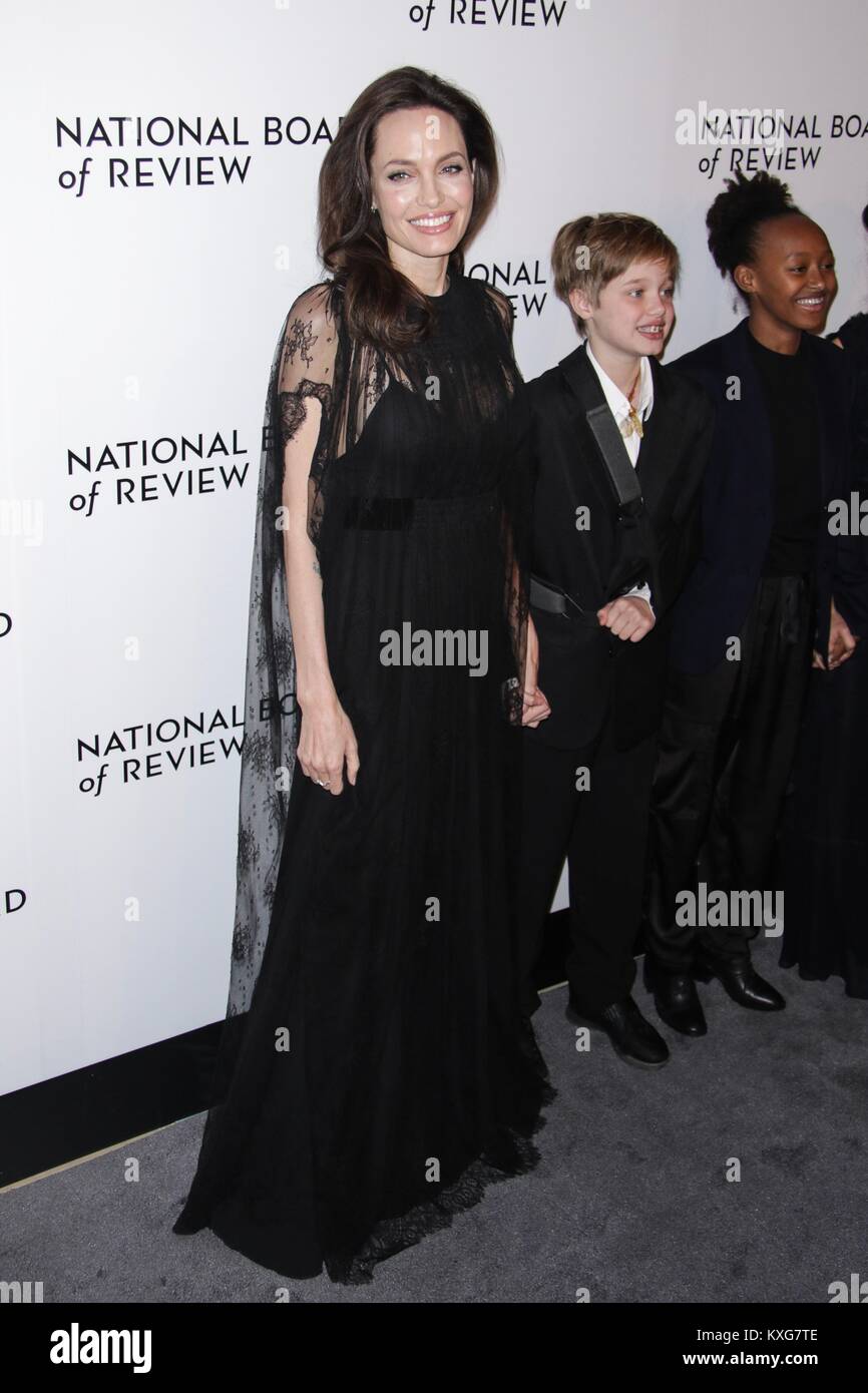 New York, NY, USA. 9th Jan, 2018. Angelina Jolie, Shiloh Nouvel Jolie-Pitt and Zahara Marley Jolie-Pitt at The National Board of Review Annual Awards Gala at Cipriani 42nd Street on January 9, 2018 in New York City. Credit: Diego Corredor/Media Punch/Alamy Live News Stock Photo