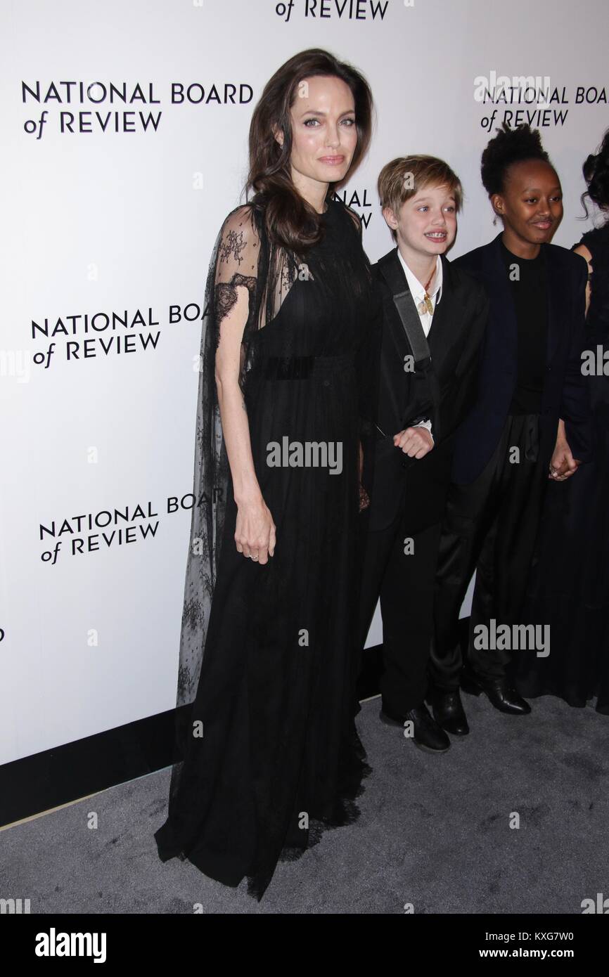 New York, NY, USA. 9th Jan, 2018. Angelina Jolie, Shiloh Nouvel Jolie-Pitt and Zahara Marley Jolie-Pitt at The National Board of Review Annual Awards Gala at Cipriani 42nd Street on January 9, 2018 in New York City. Credit: Diego Corredor/Media Punch/Alamy Live News Stock Photo