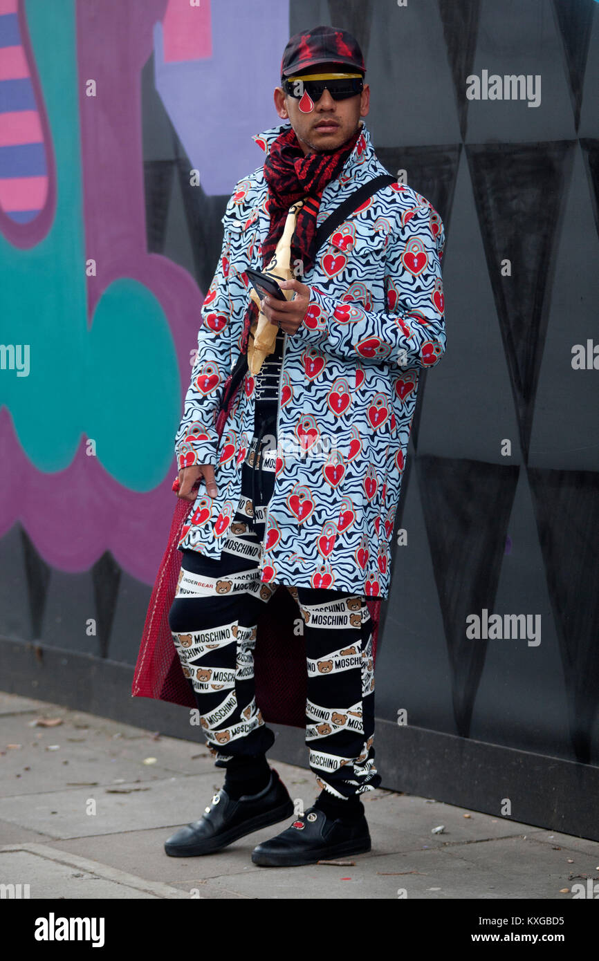 Street Style from day one of London Fashion Week Mens AW 2018. Image Stock  Photo - Alamy