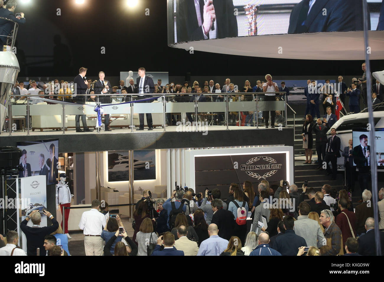 London, UK. 10th January, 2018.HRH the Princess Royal attends the first day of the London Boat Show at London's Excel. Stock Photo