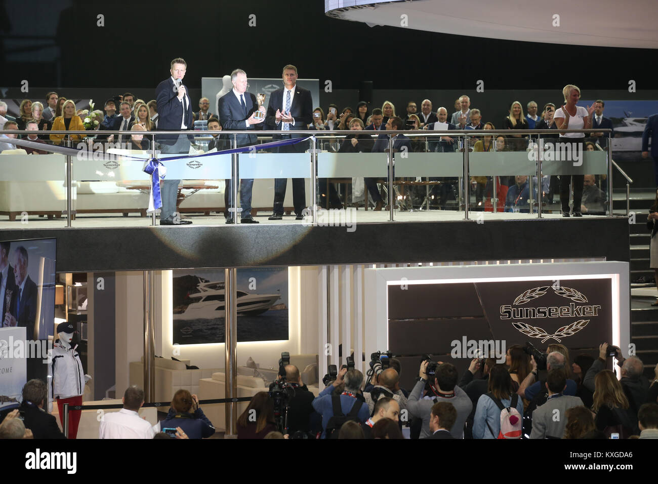 London, UK. 10th January, 2018.HRH the Princess Royal attends the first day of the London Boat Show at London's Excel. Stock Photo