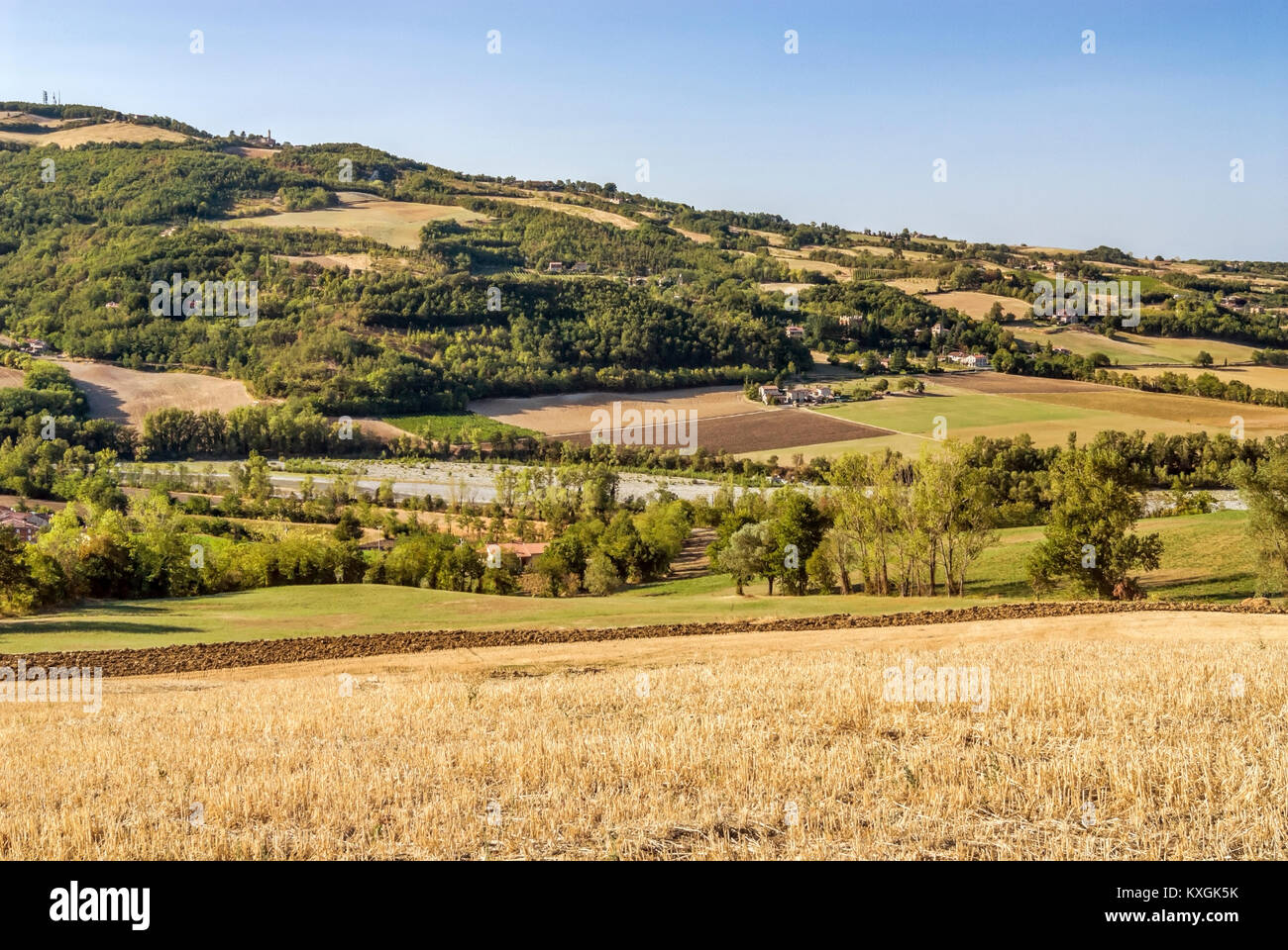 Landscape image near Piacenza at the Floodplane of the River Trebbia in Emilia Romagna, Italy. Stock Photo