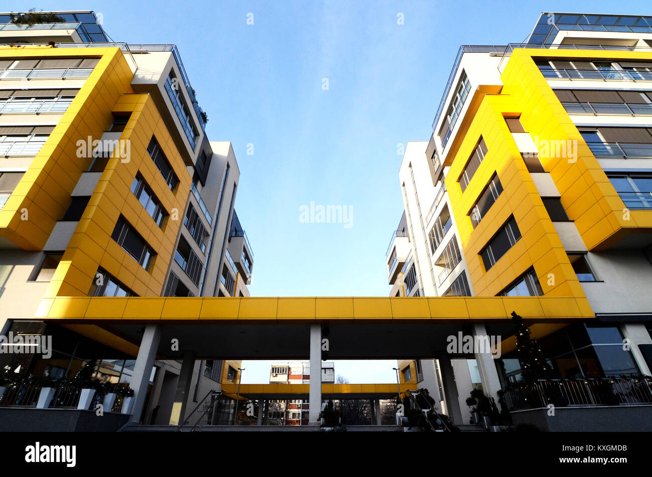 Modern yellow building Stock Photo Alamy