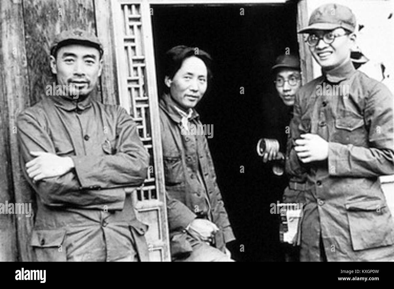 1937 Mao Zhou Qin in Yan'an Stock Photo