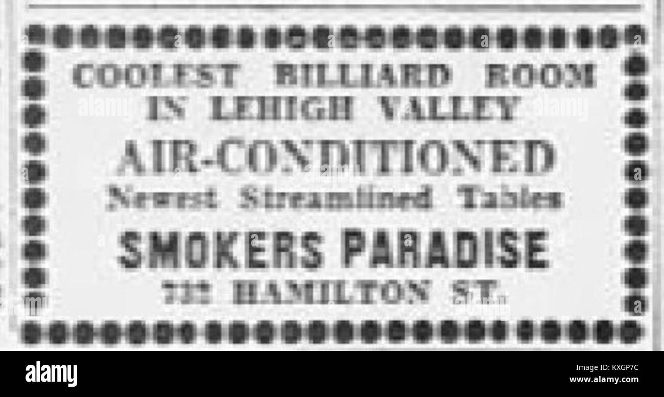 1947 Smoker's Paradise Ad 11 Sep MC Allentown PA Stock Photo Alamy