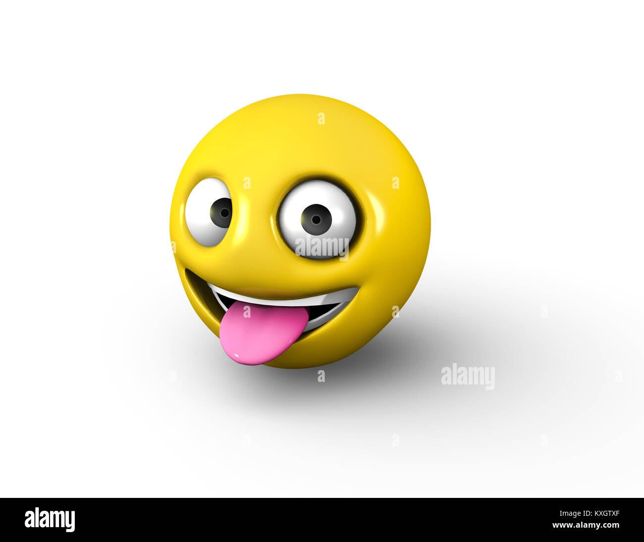 3D Happy Smiling Emoji Sticking Tongue Out Stock Photo