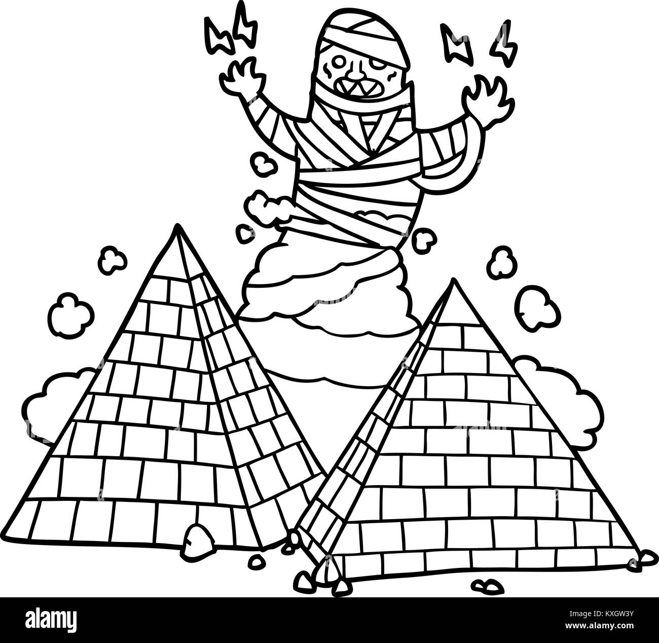 Раскраска пирамиды и мумии