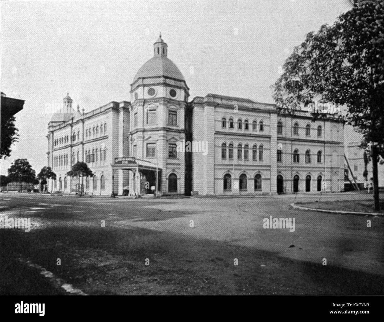 This historical photograph shows the Accountant-General's Office in Rangoon (now Yangon), Myanmar, a colonial-era building. It was once central to the British administration in the region during the colonial period. Stock Photo