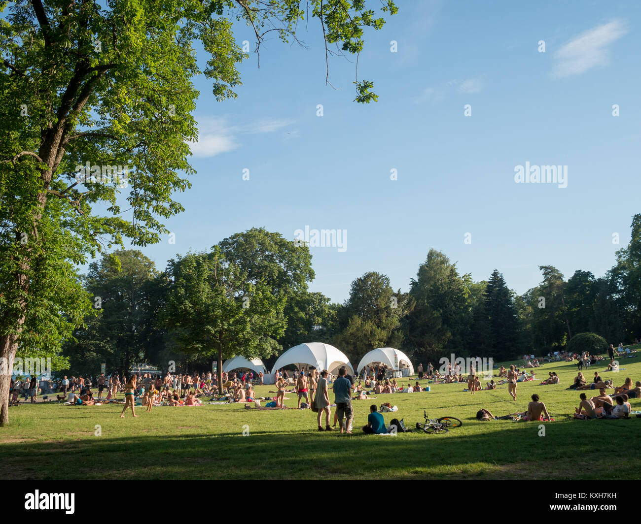 Summer park party in Geneva Stock Photo