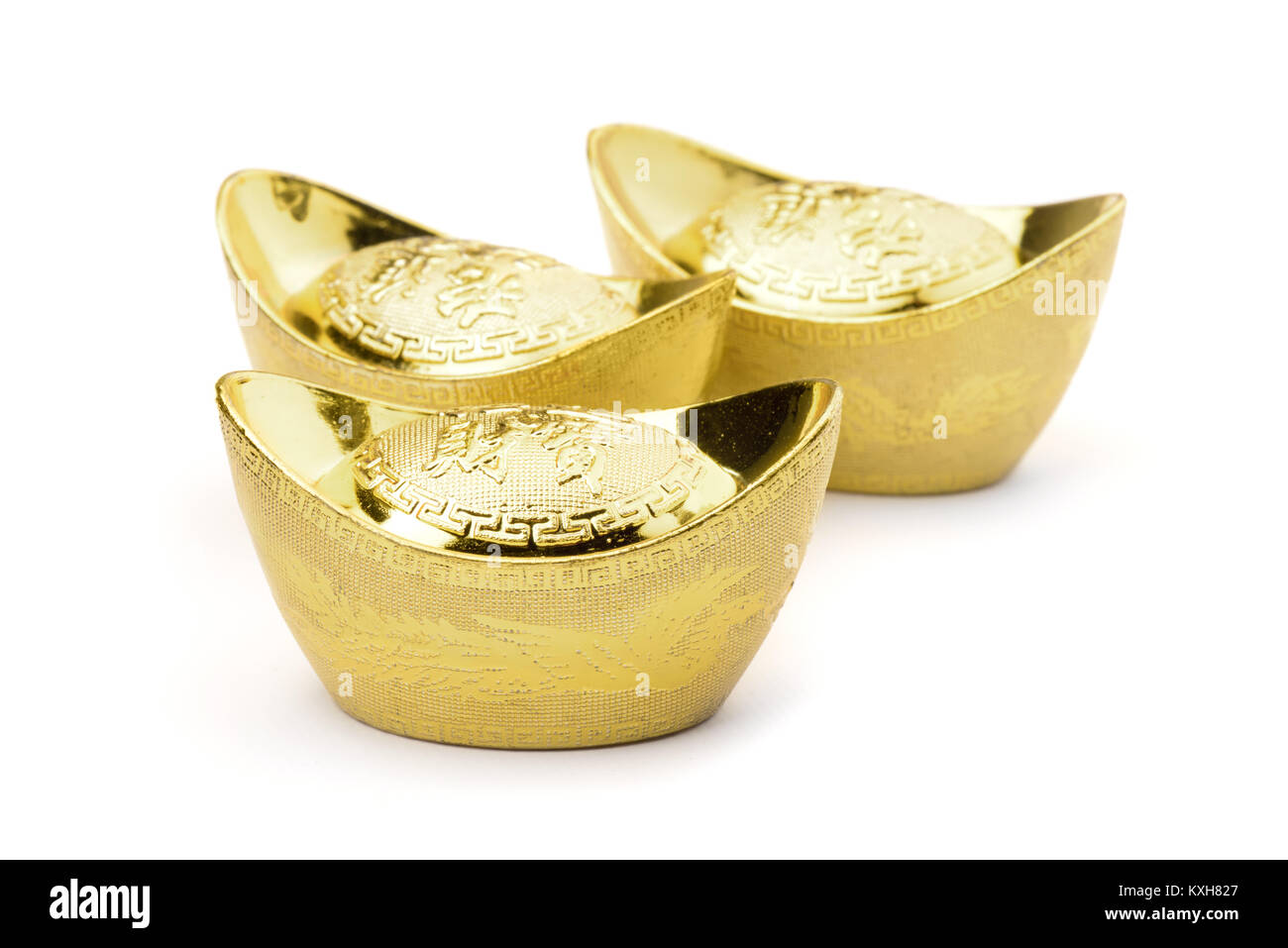 chinese gold ingot or chinese gold nugget with the chinese text on the