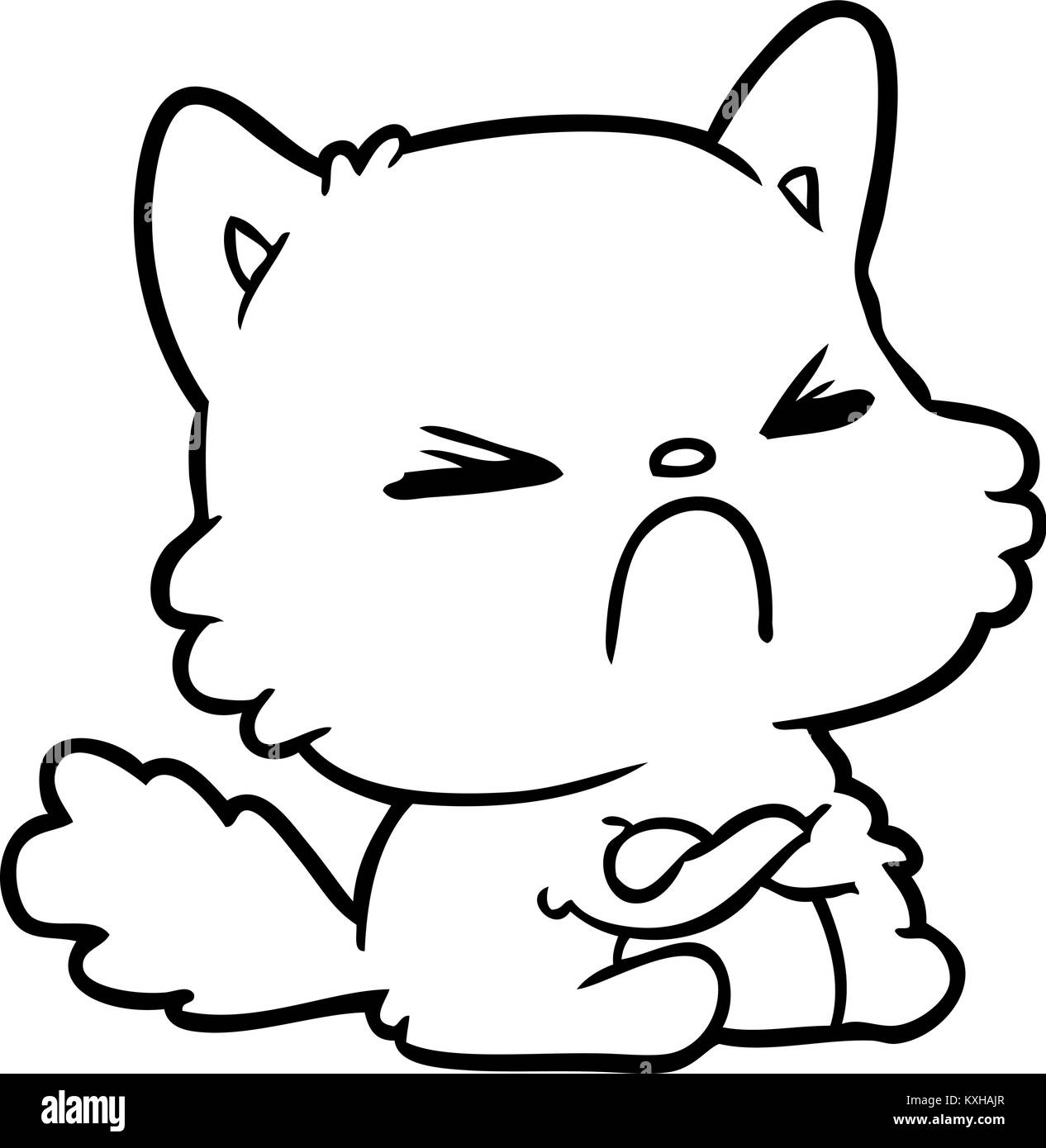 Free: displeased and angry cat character drawn 