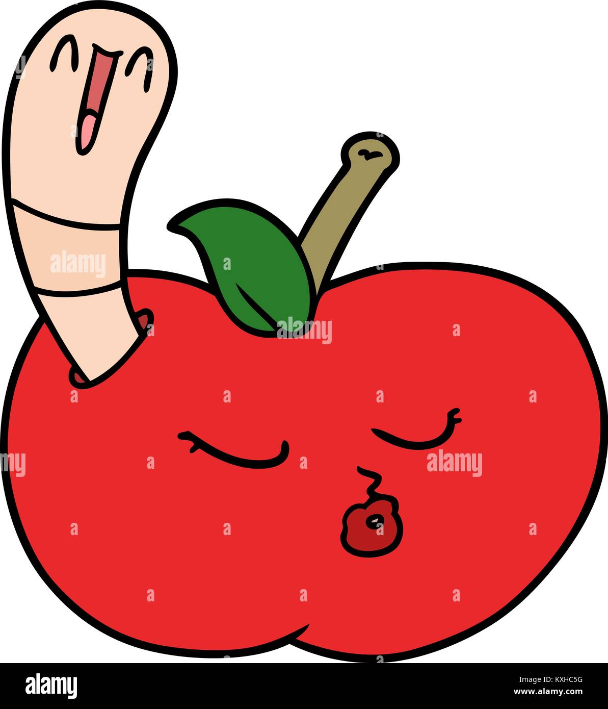 cartoon worm in apple Stock Vector Image & Art - Alamy
