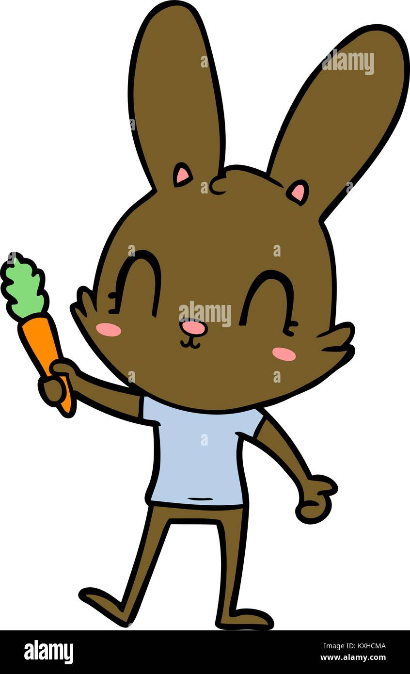 cute cartoon rabbit with carrot Stock Vector Image & Art - Alamy