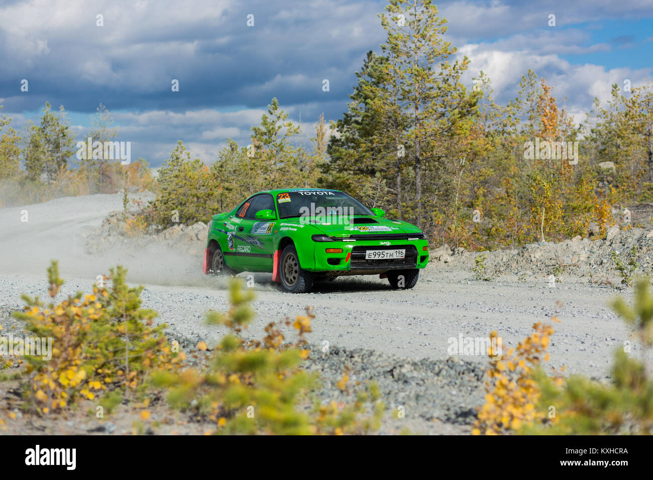 Asbest, Russia, September 17, 2017 - 16th stage of Russian Cup 2017 rally 'Stilobite 2017', Toyota Celica GT-FOUR, driver unknown, starting number 23 Stock Photo