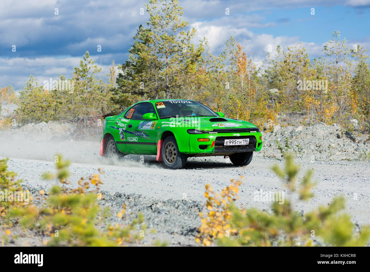 Asbest, Russia, September 17, 2017 - 16th stage of Russian Cup 2017 rally 'Stilobite 2017', Toyota Celica GT-FOUR, driver unknown, starting number 23 Stock Photo