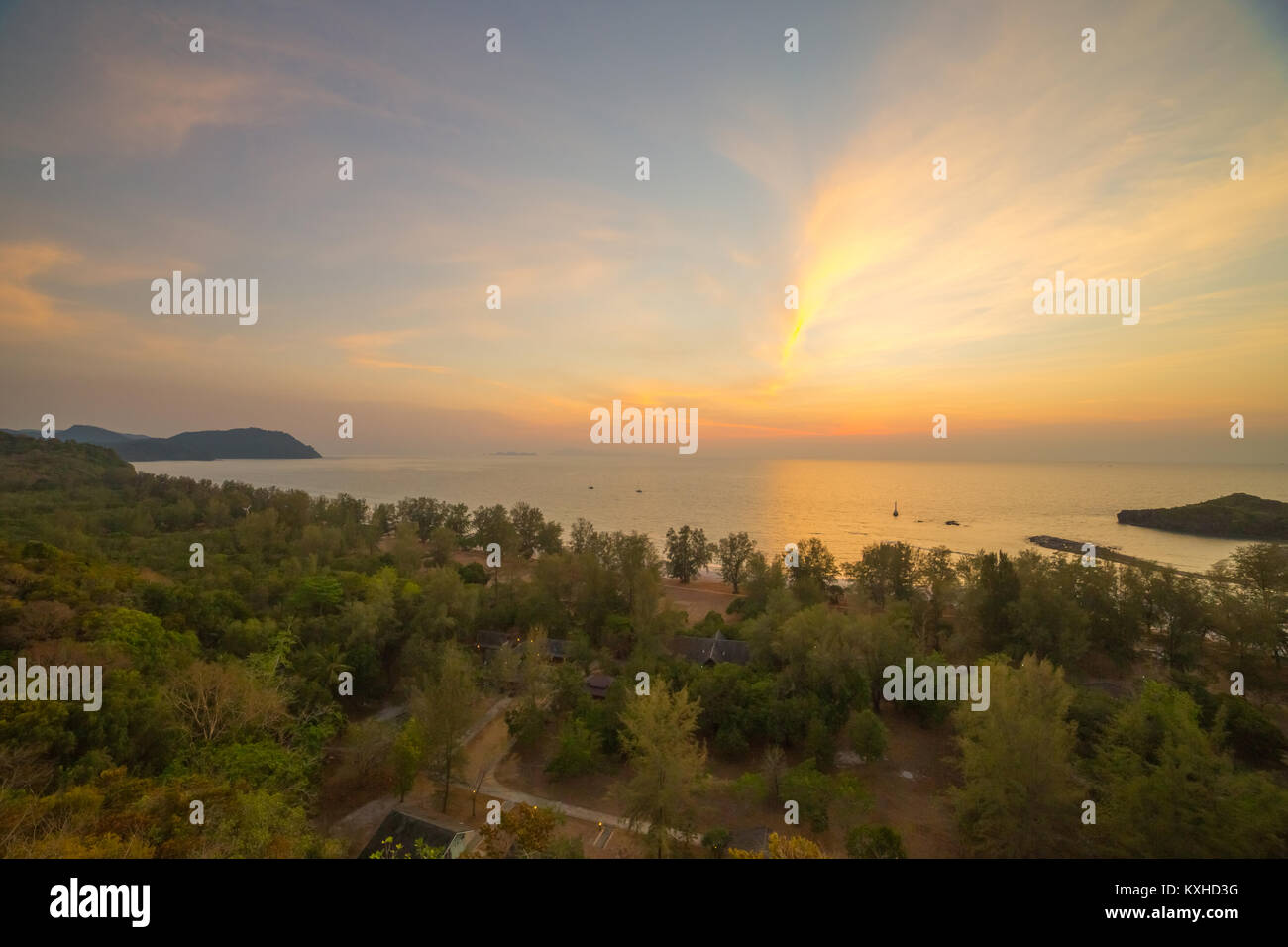 Sunset at Lipe Island,Satun Province,of southwest Thailand Stock Photo