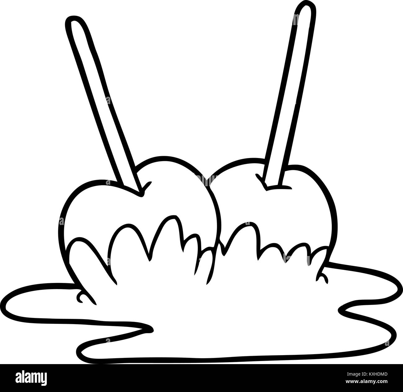 line drawing of a toffee apples Stock Vector