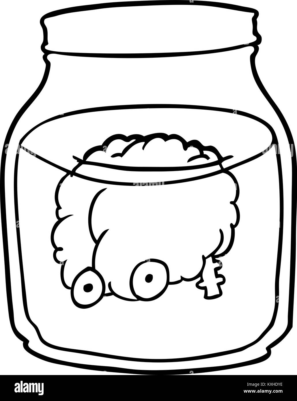 Line Drawing Of A Spooky Brain Floating In Jar Stock Vector Image Art Alamy