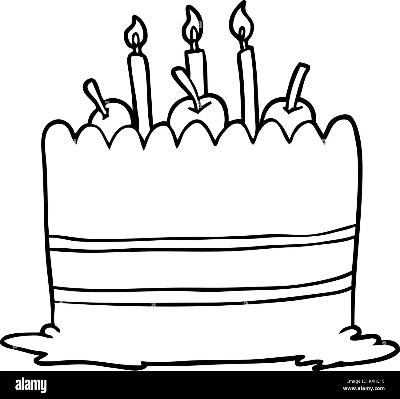 Birthday Cake Illustration Black And White Stock Photos Images