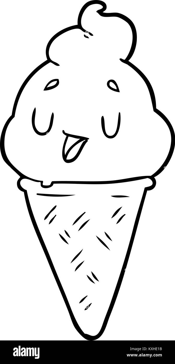 cute line drawing of a ice cream Stock Vector Image & Art - Alamy