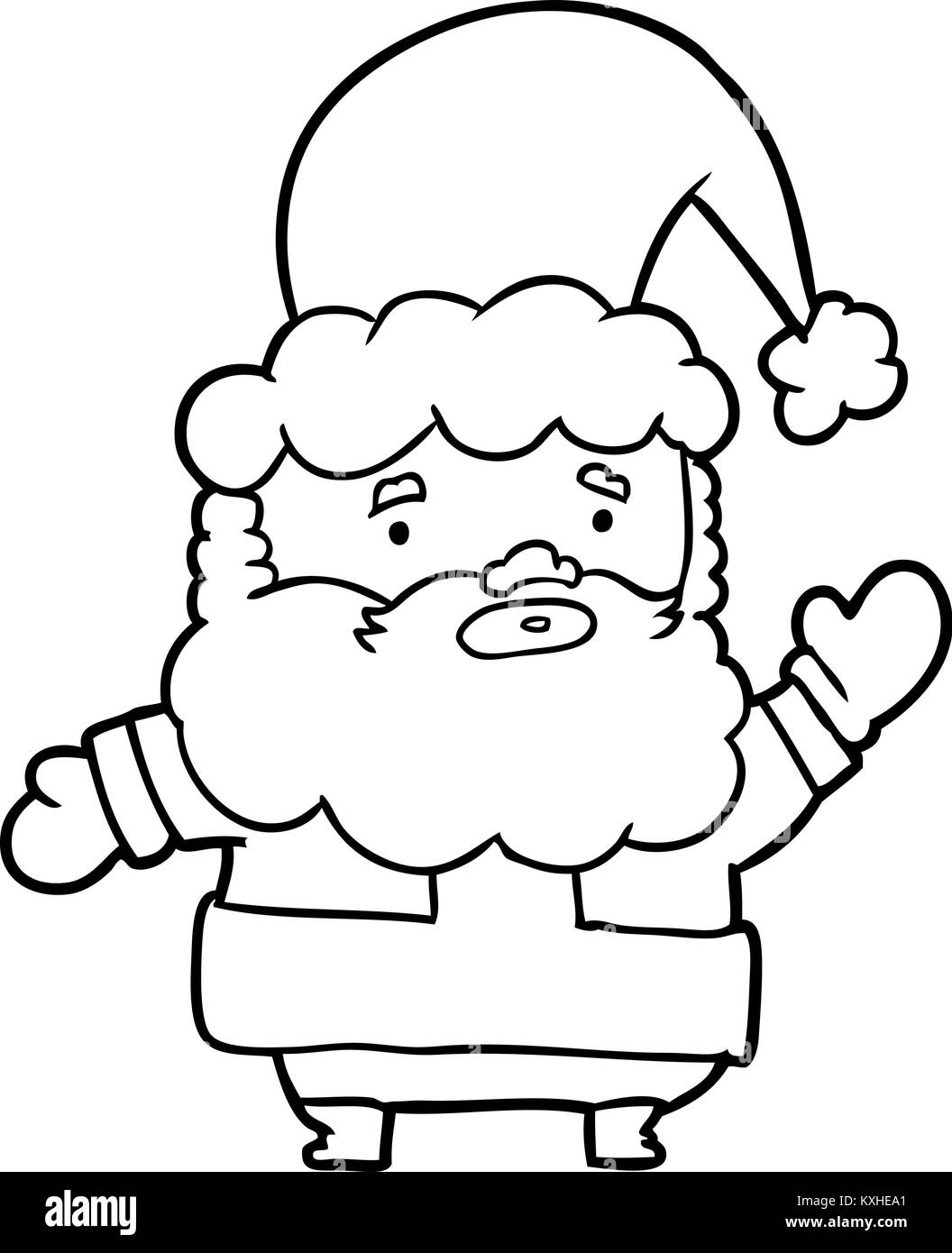 line drawing of a santa claus waving Stock Vector