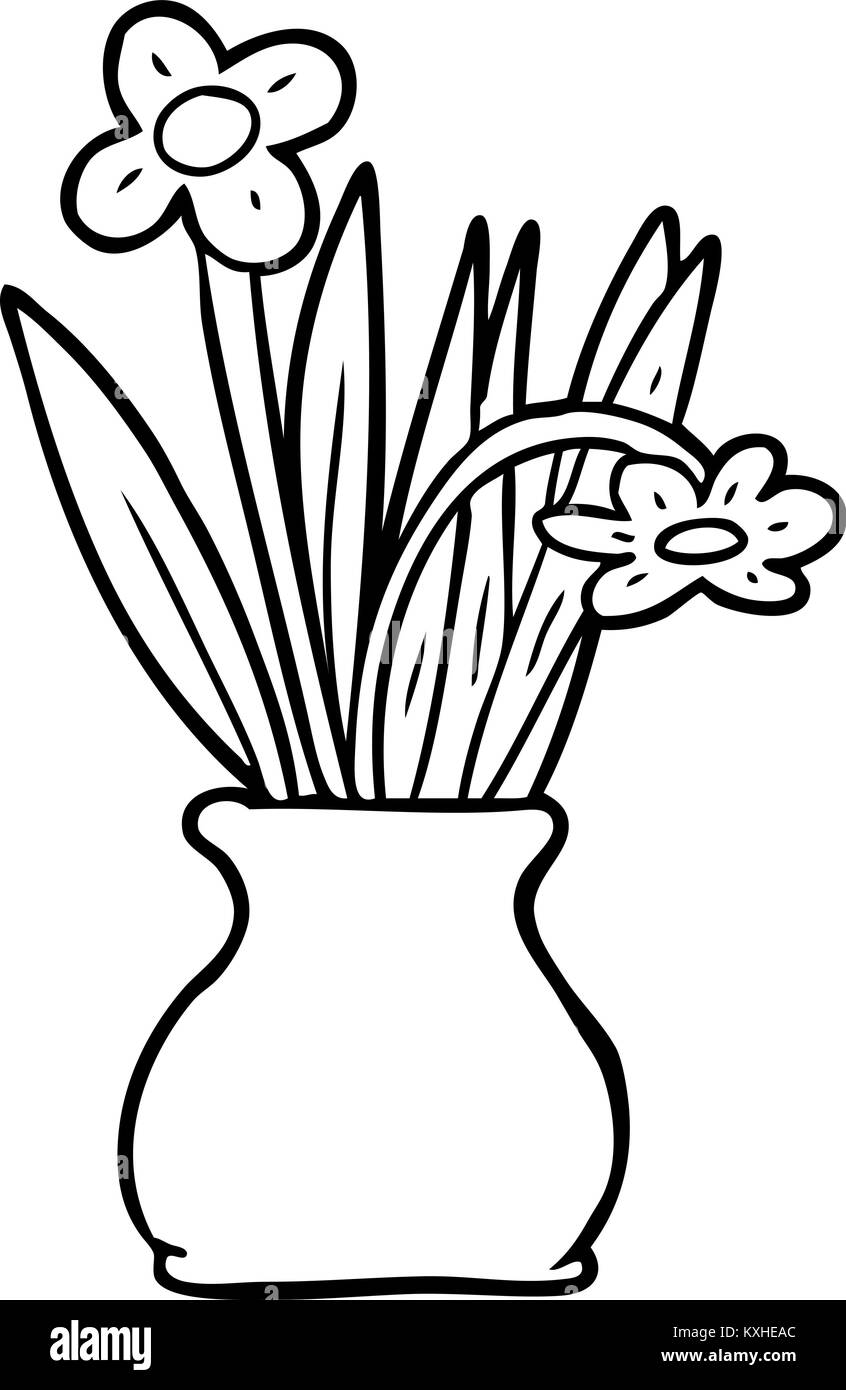 line drawing of a flowers in vase Stock Vector Image & Art - Alamy