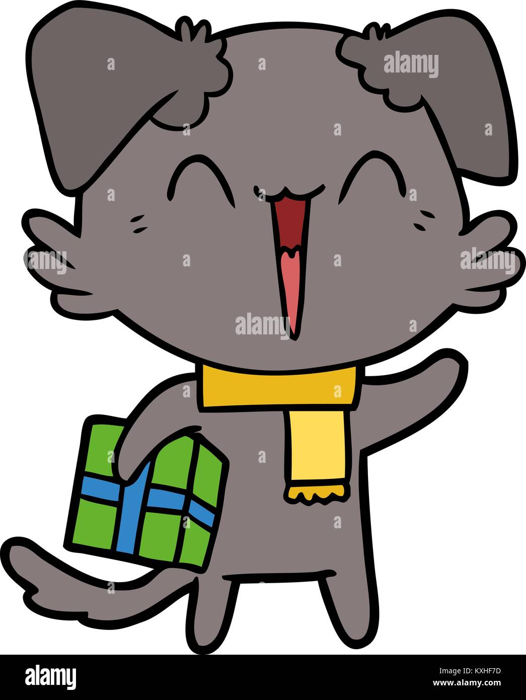 happy little cartoon dog in winter clothes Stock Vector Image & Art - Alamy