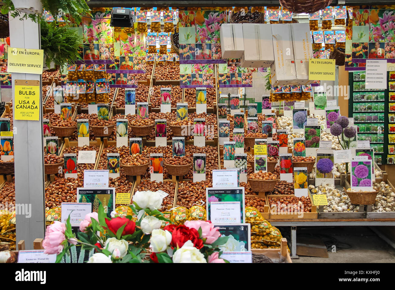 Amsterdam, the Netherlands - October 03, 2015: Flower seeds shop in the city center Stock Photo