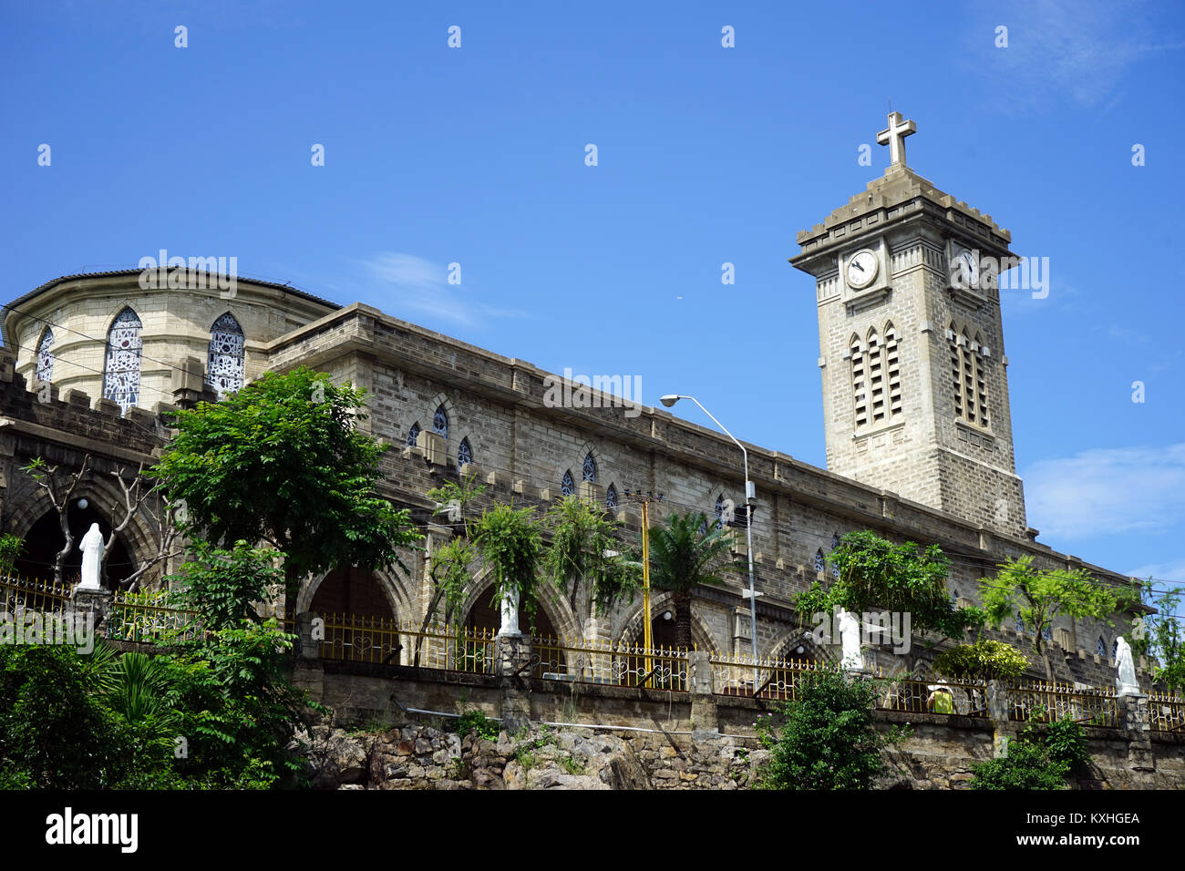 NHA TRANG, VIETNAM - CIRCA JANUARY 2017 Cathedral with clock tower Stock Photo