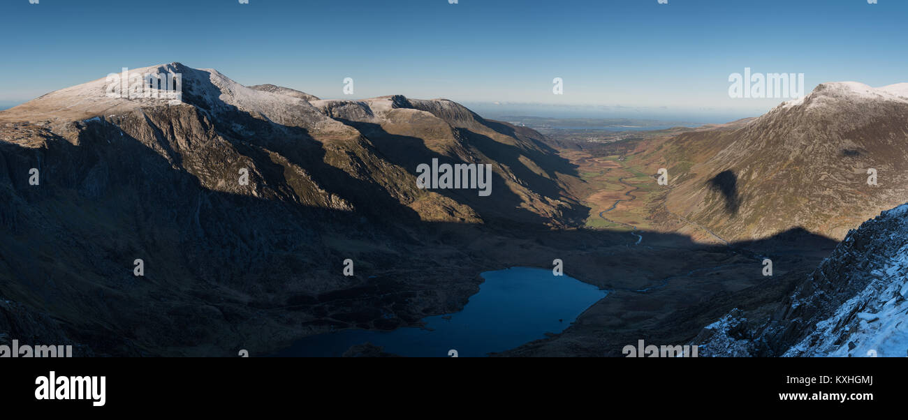 panorama of the Ogden Valley with snow on the hills Stock Photo