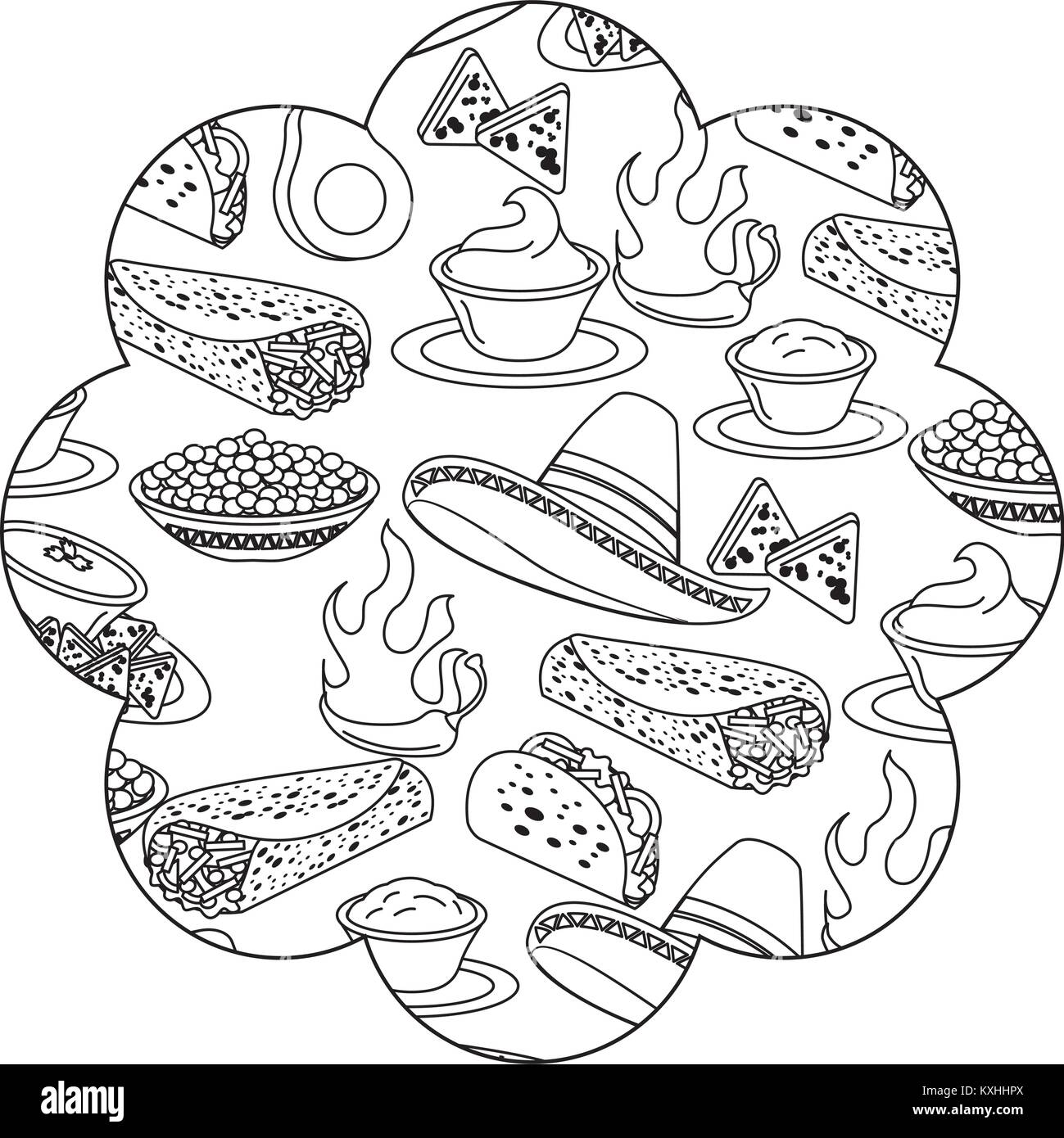 frame with mexican food pattern background Stock Vector Image &amp; Art - Alamy