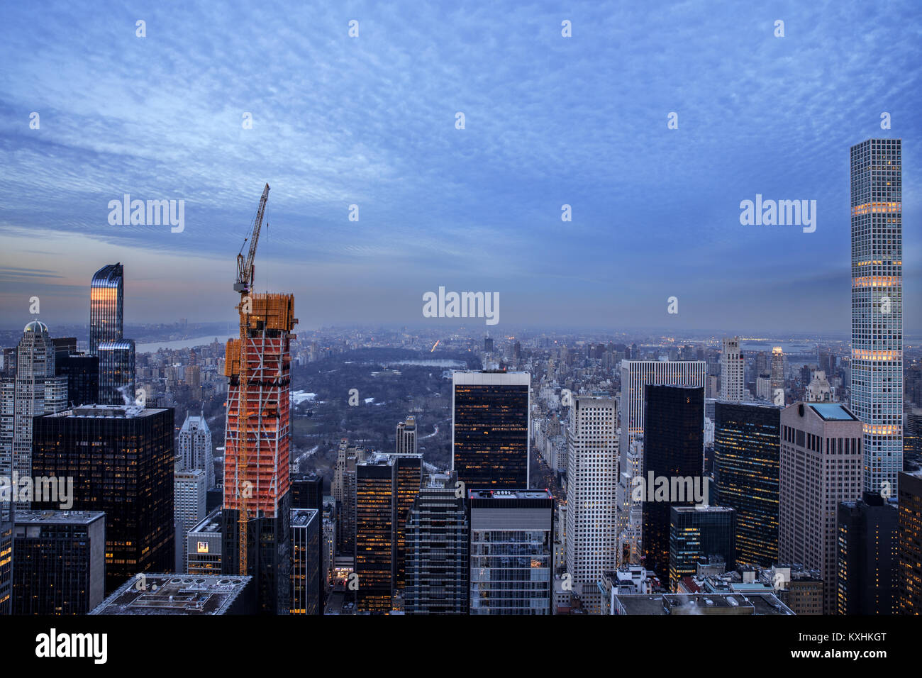 New York City midtown Manhattan sunset skyline panorama view Stock ...