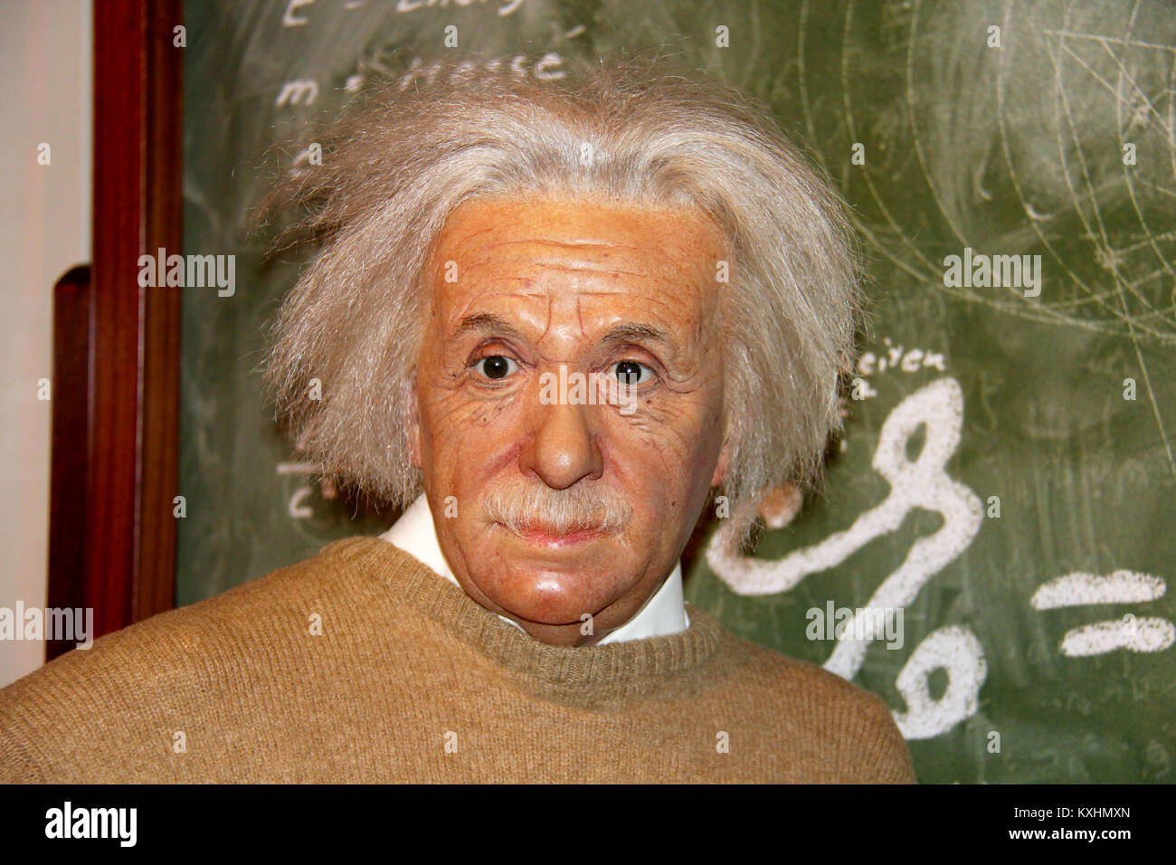 London, - United Kingdom, 08, July 2014. Madame Tussauds in London. Waxwork statue of Albert Einstein. Stock Photo