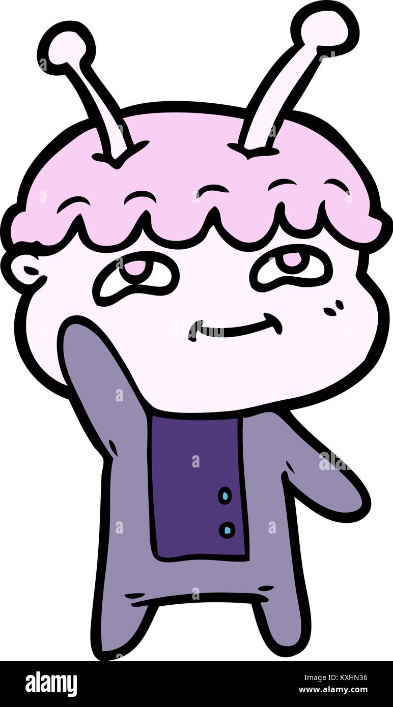 friendly cartoon spaceman waving Stock Vector Image & Art - Alamy