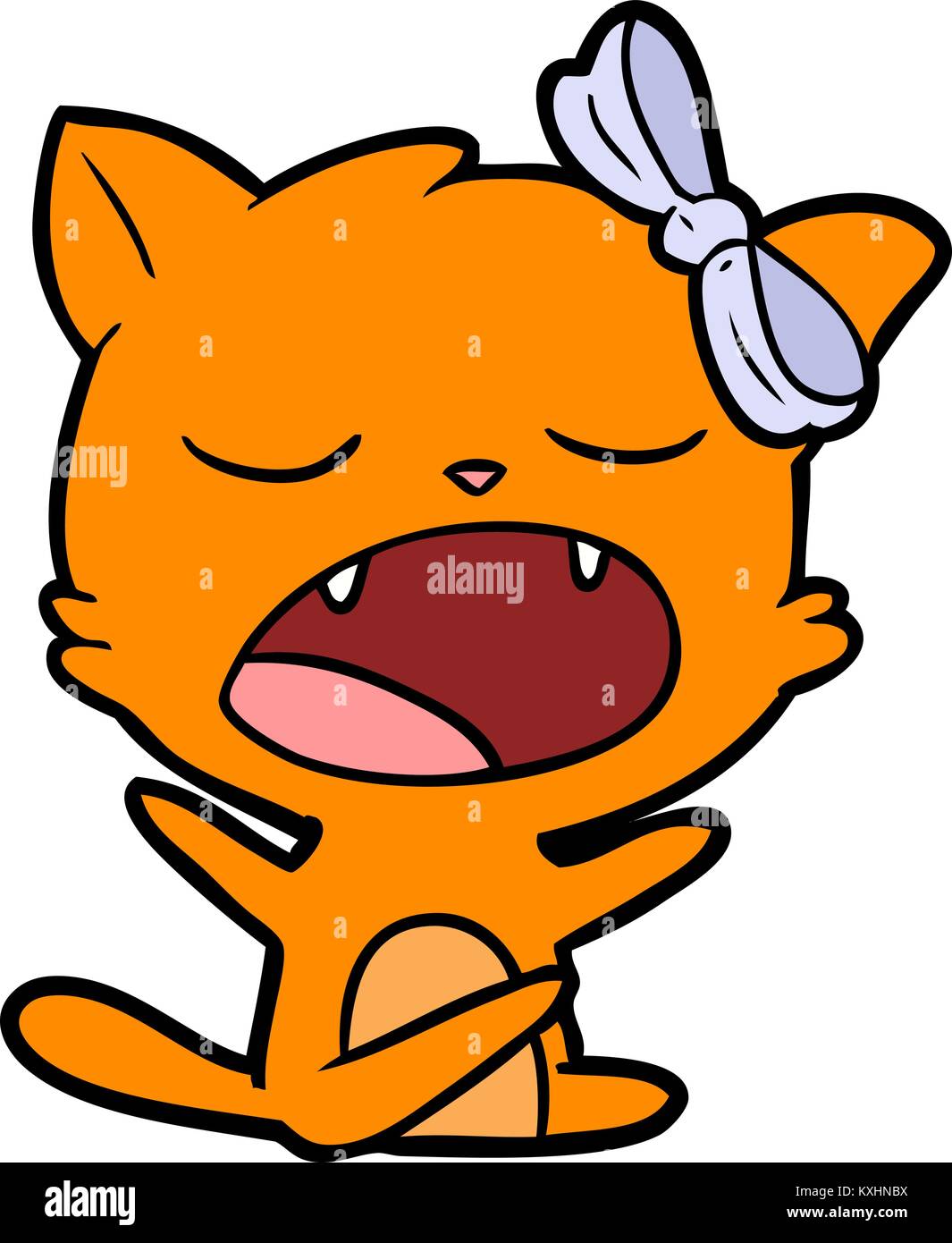 Cartoon Yawning Cat Stock Vector Image Art Alamy