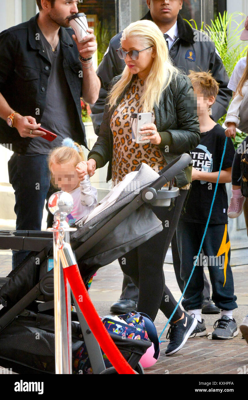 Christina Aguilera Taking Her Children To Meet Santa At The Grove In Los Angeles California Featuring