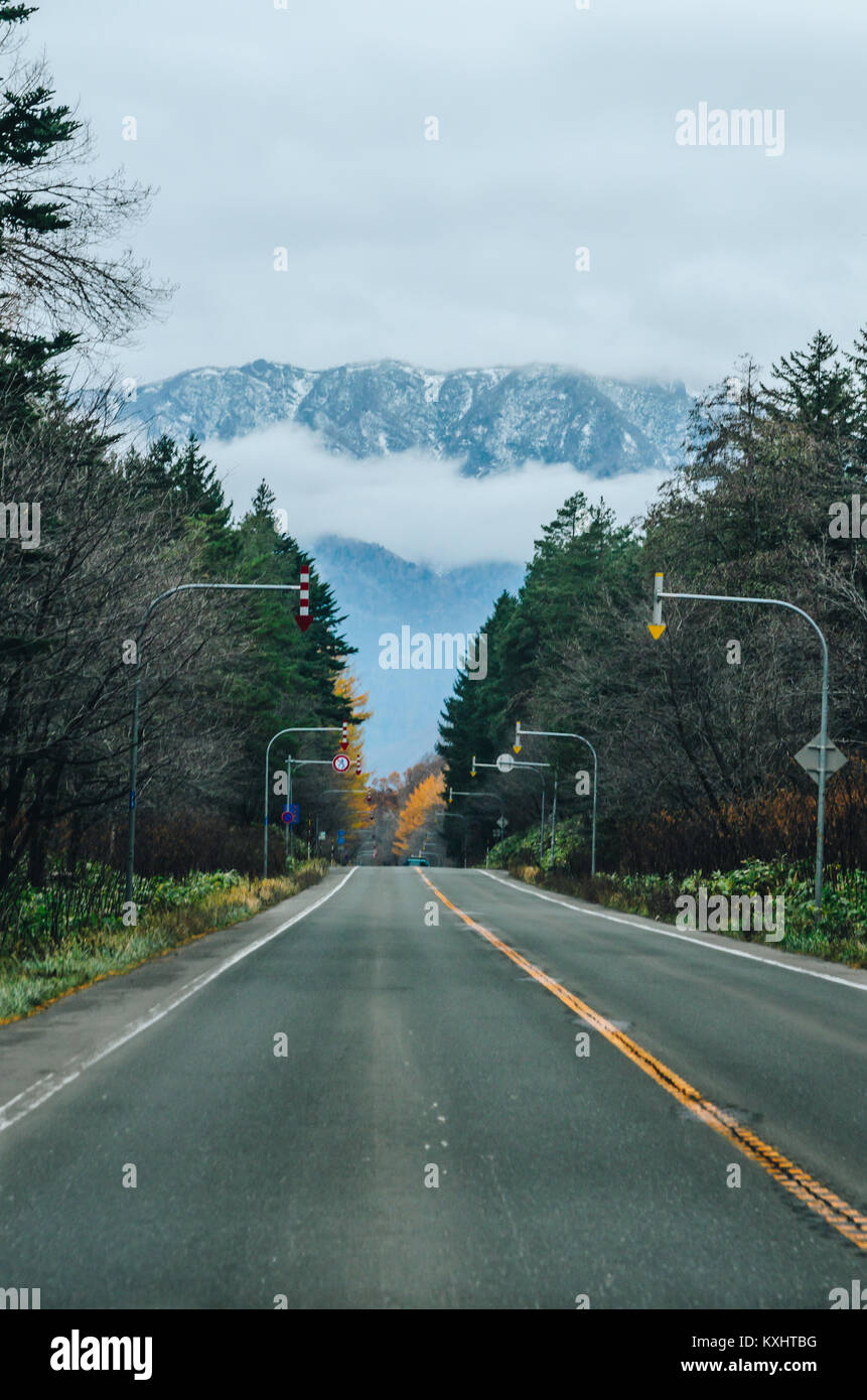 Beautiful view along the road from Chitose Airport to Furano, a small town located in Hokkaido