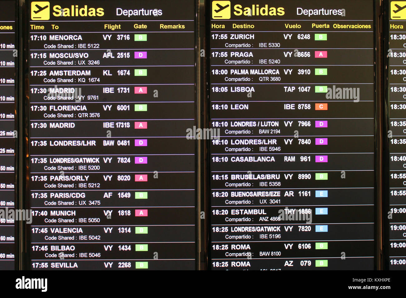 Detail of airport Information display panel Stock Photo - Alamy