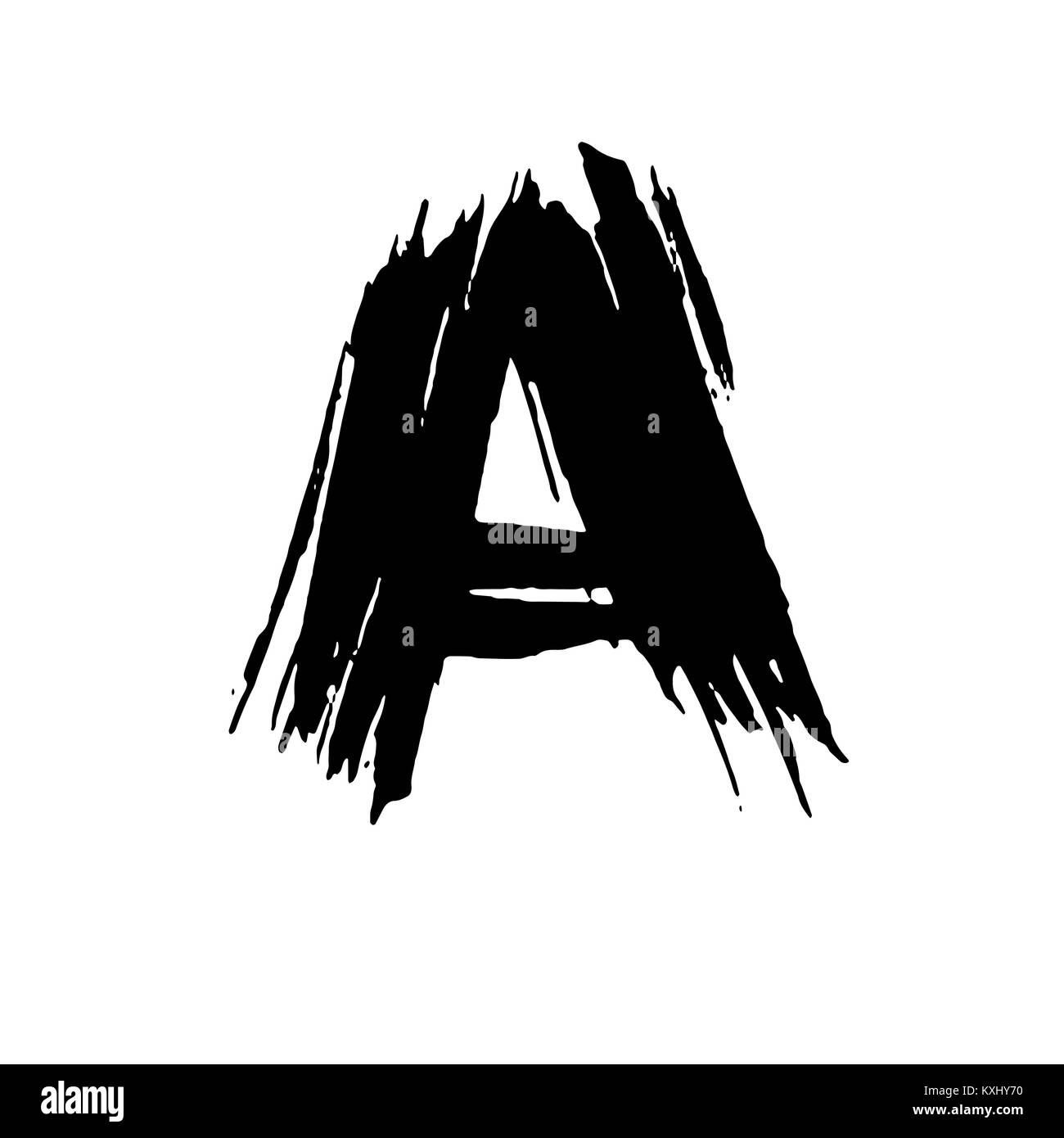 Letter A. Handwritten by dry brush. Rough strokes font. Vector  illustration. Grunge style elegant alphabet Stock Vector Image & Art - Alamy
